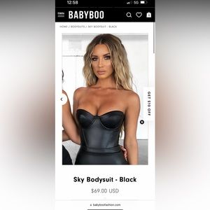Black body faux leather bodysuit from babyboo fashion